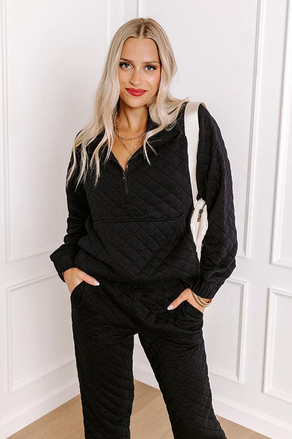 Paris Mornings Quilted Sweater In Black Product Image