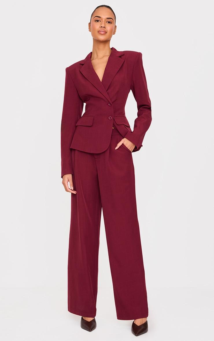 Burgundy Tailored Woven Straight Leg Pants product image