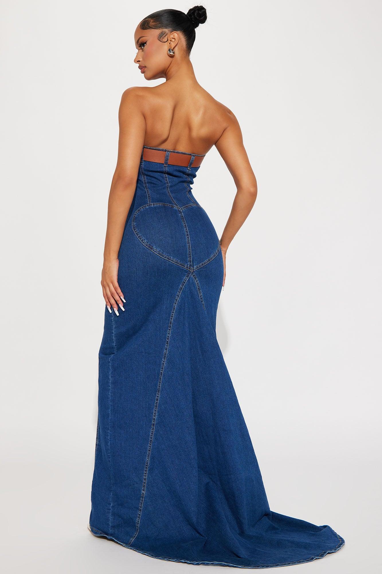 Kelly Denim Maxi Dress - Medium Wash Product Image