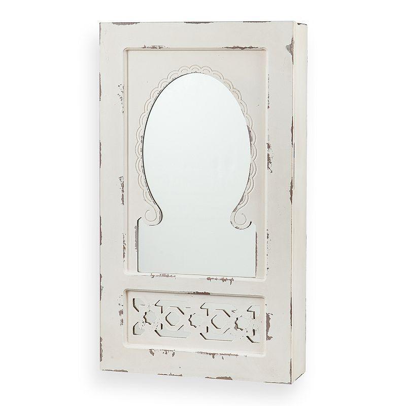 Southern Enterprises Ivana Mirrored Wall-Mount Jewelry Armoire, Womens, White Product Image