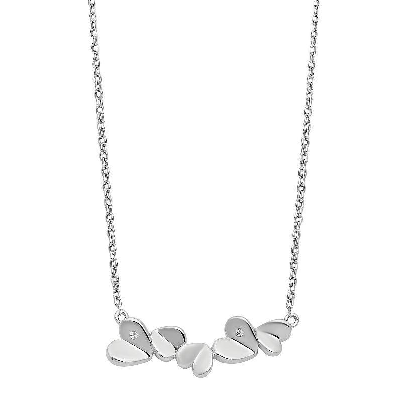 White Ice Sterling Silver Diamond Accent Hearts Necklace, Womens Product Image