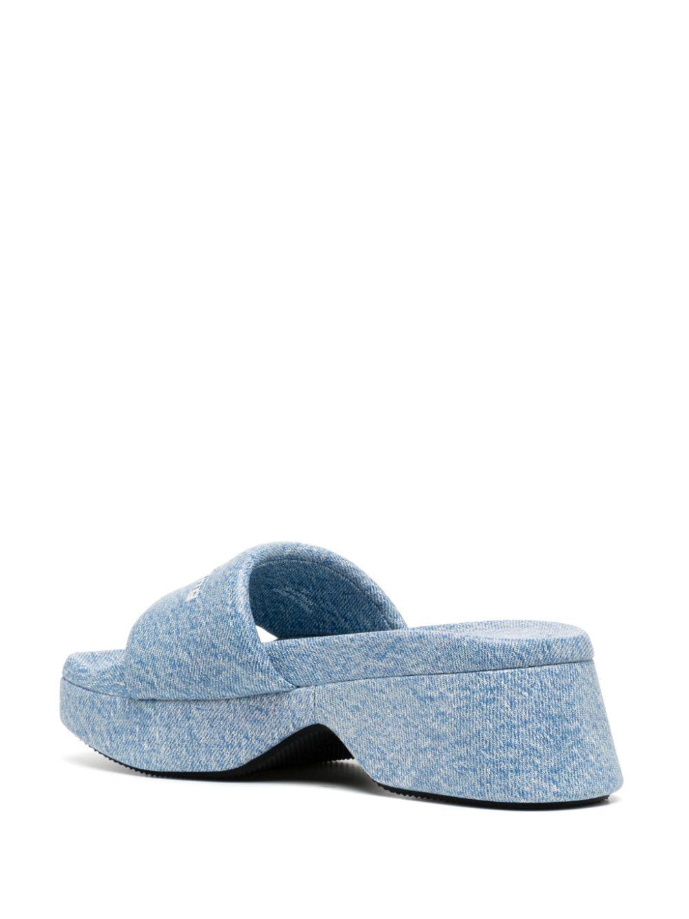 Float denim-print slides Product Image