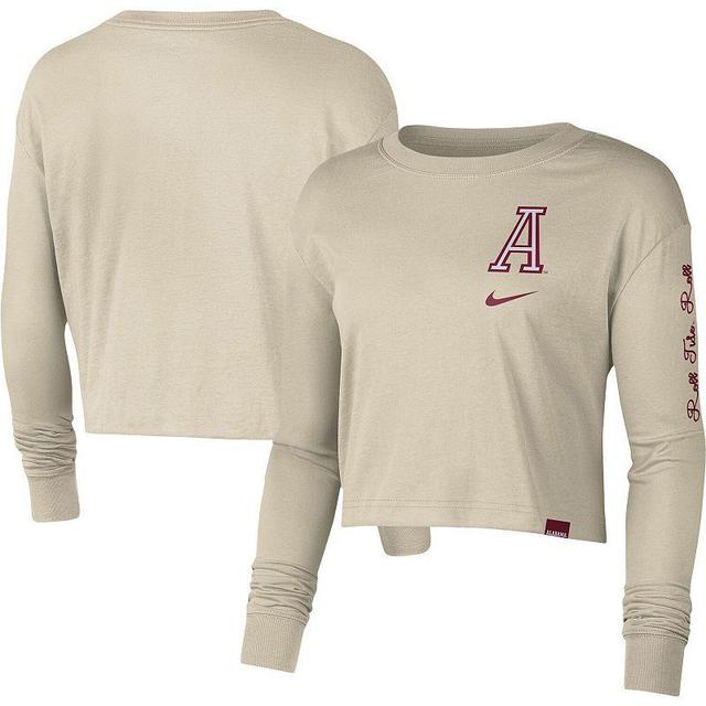 Womens Nike Cream Alabama Crimson Tide Varsity Letter Long Sleeve Crop Top Product Image