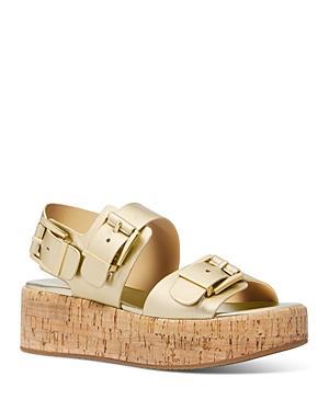 Michael Michael Kors Womens Colby Triple Buckle Black Flatform Sandals Product Image