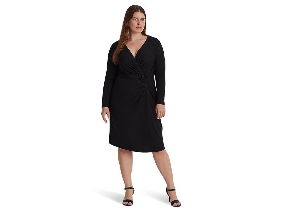 LAUREN Ralph Lauren Plus Size Stretch Jersey Long Sleeve Dress Women's Clothing Product Image