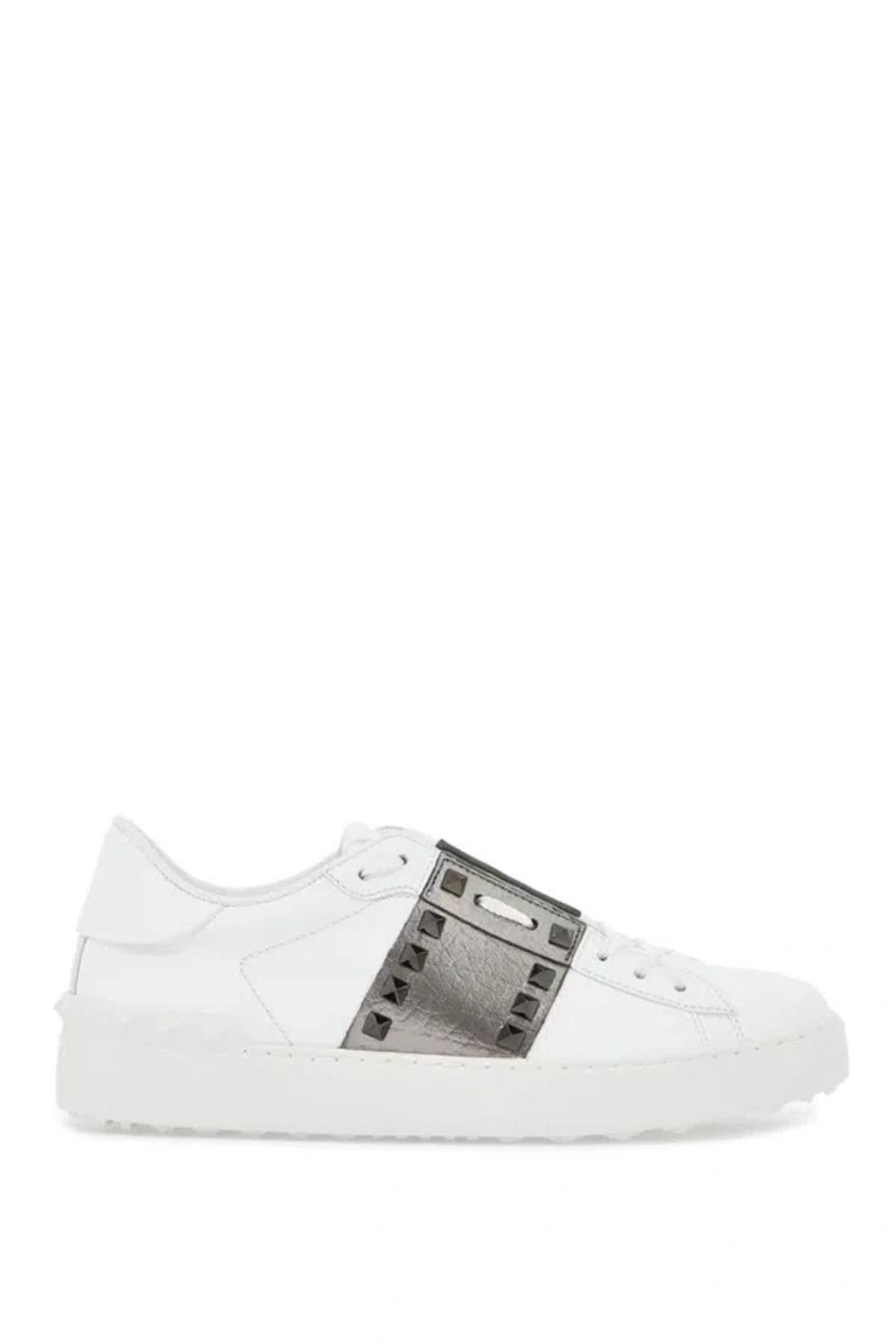 Open Low-top Leather Sneakers In White Product Image