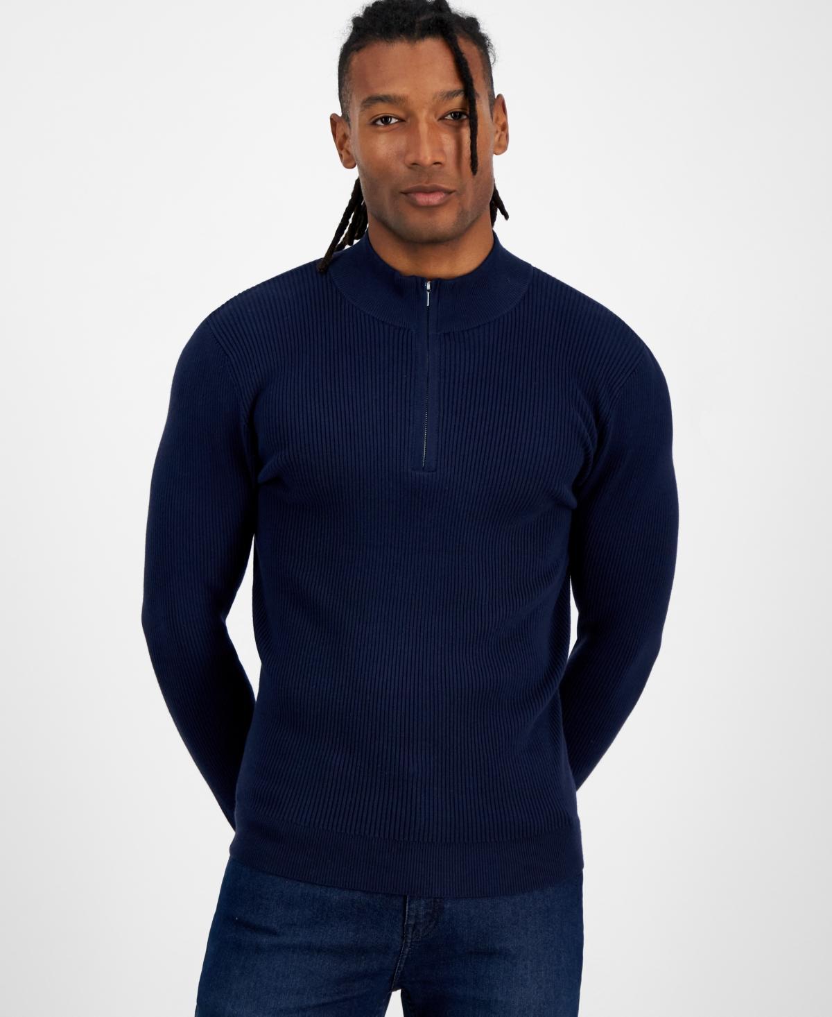 I.n.c. International Concepts Mens Regular-Fit Ribbed-Knit 1/4-Zip Mock Neck Sweater, Created for Macys Product Image