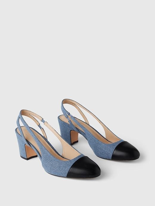 Denim Slingback Heels Product Image