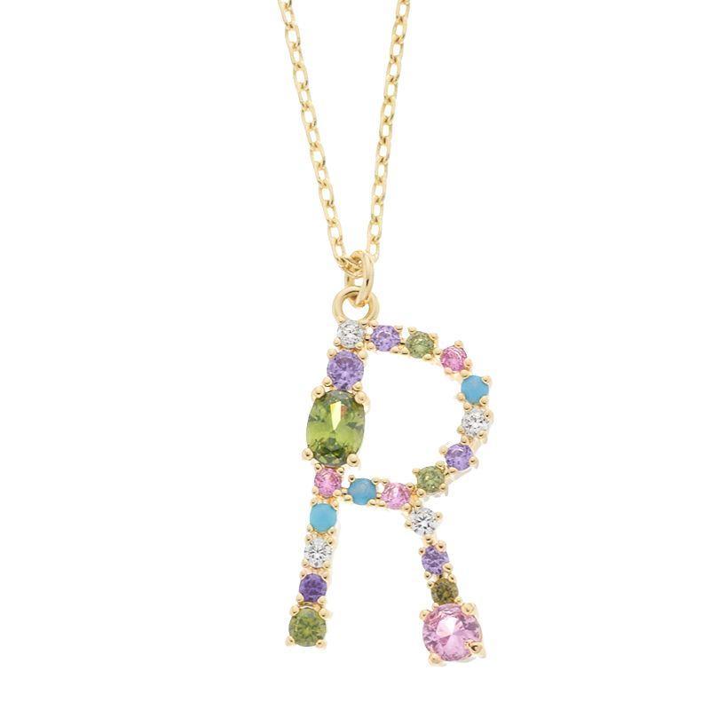 City Luxe Gold Tone Cubic Zirconia Initial Pendant Necklace, Womens, Multicolor Product Image