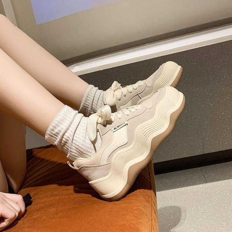 Wavy Color Block Platform Sneakers Product Image