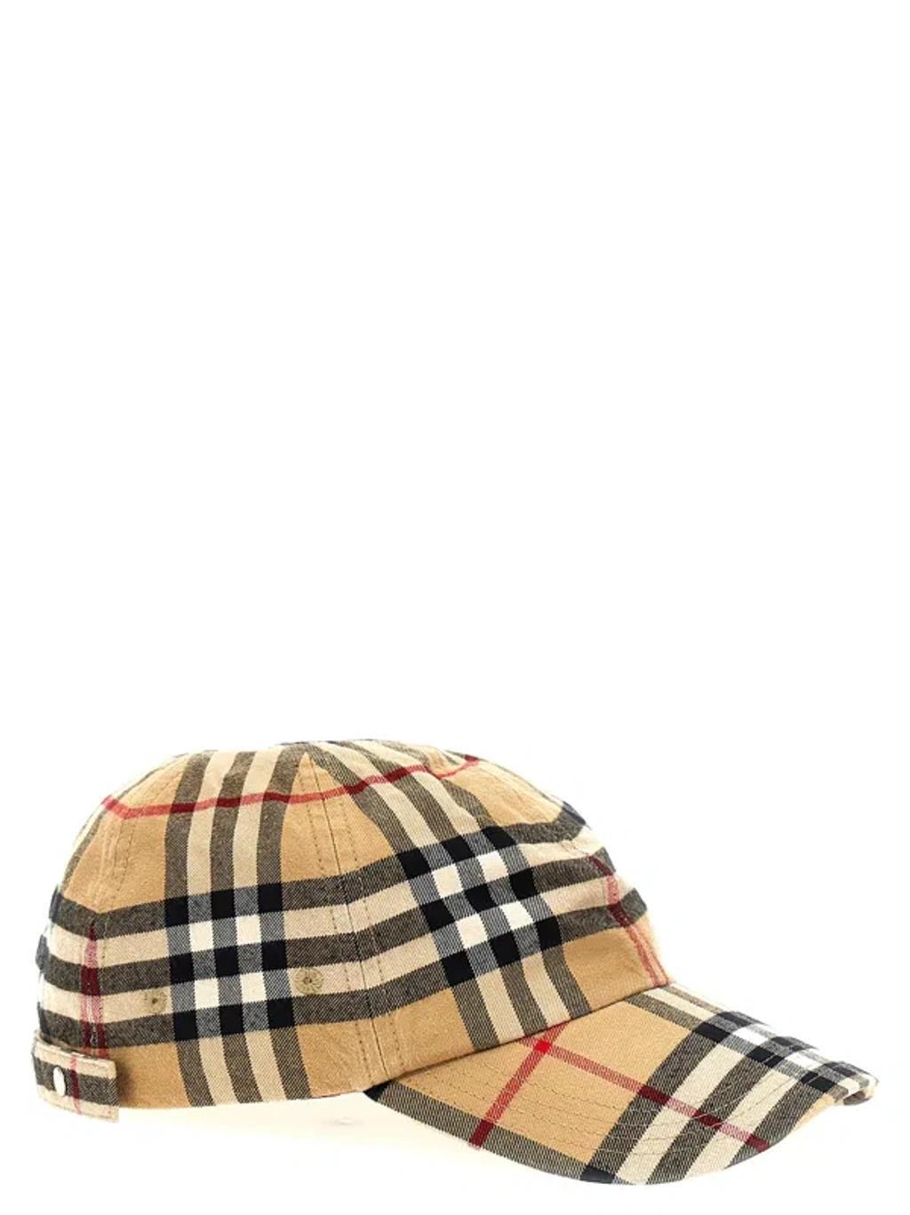 BURBERRY Check Printed Baseball Cap In Cream Product Image