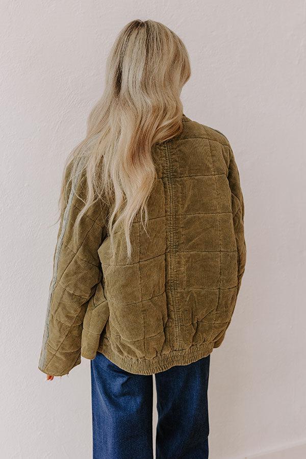 Cozy Moment Corduroy Jacket in Sage Product Image