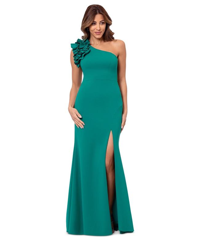 Women's Embellished One-Shoulder Scuba Gown Product Image