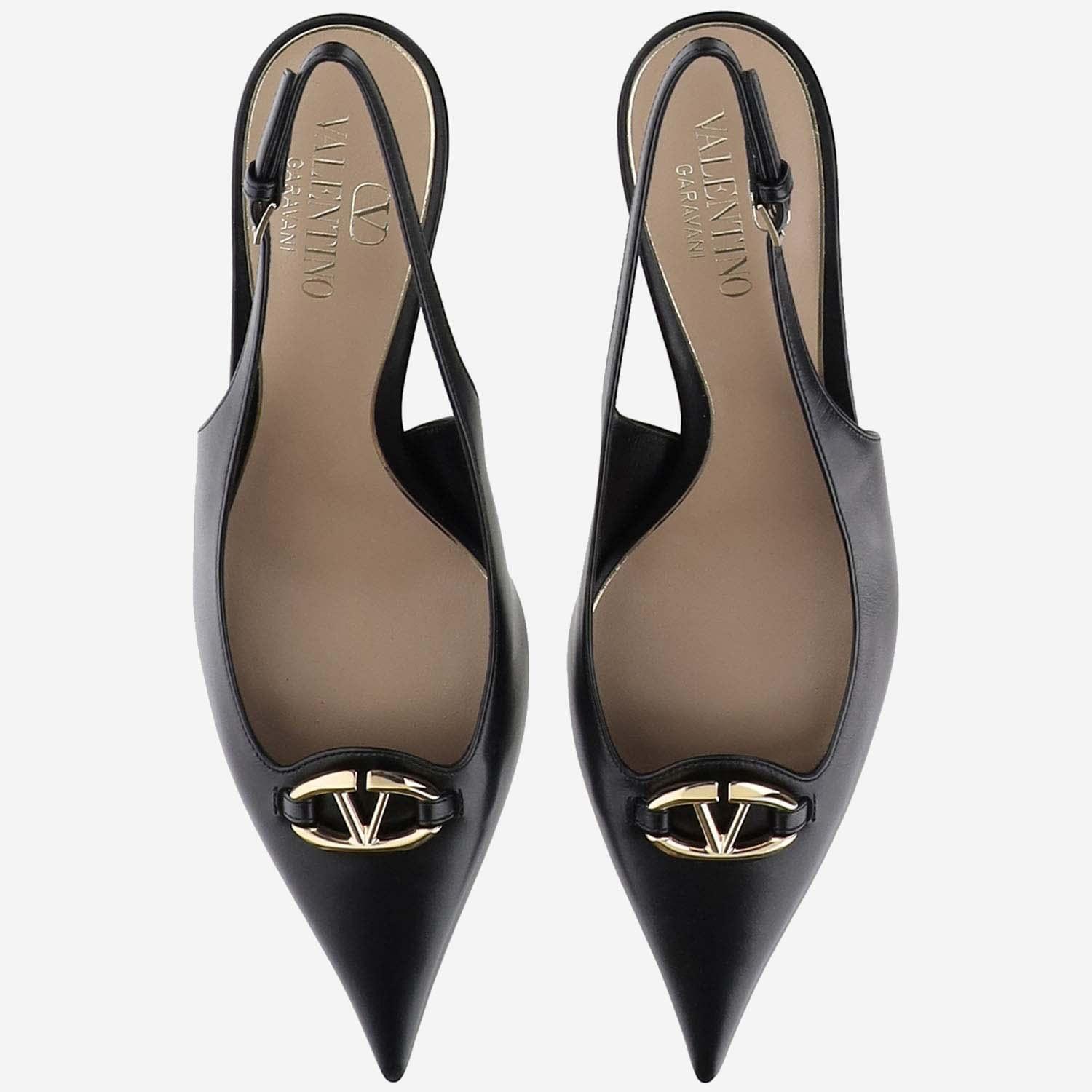 VALENTINO GARAVANI Vlogo The Bold Edition Slingback Décolleté In 60mm Calf Leather In Black Product Image