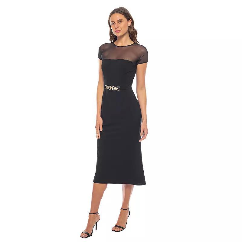 Womens Marina Illusion Cap Sleeve Midi Dress Product Image