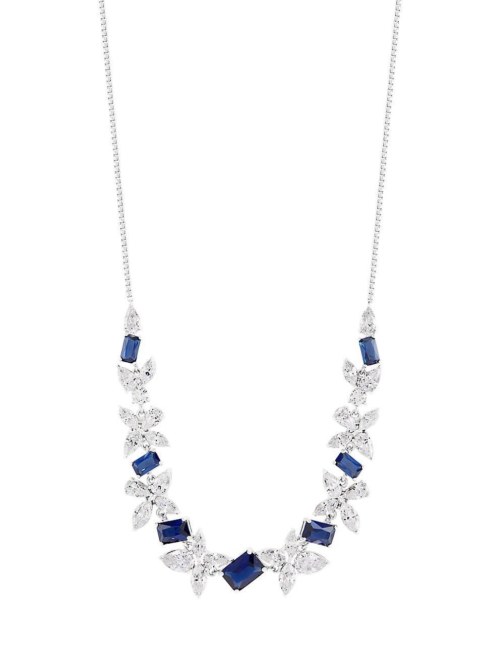 Womens Versailles Sterling Silver, Cubic Zirconia & Nano Crystal Floral Necklace Product Image