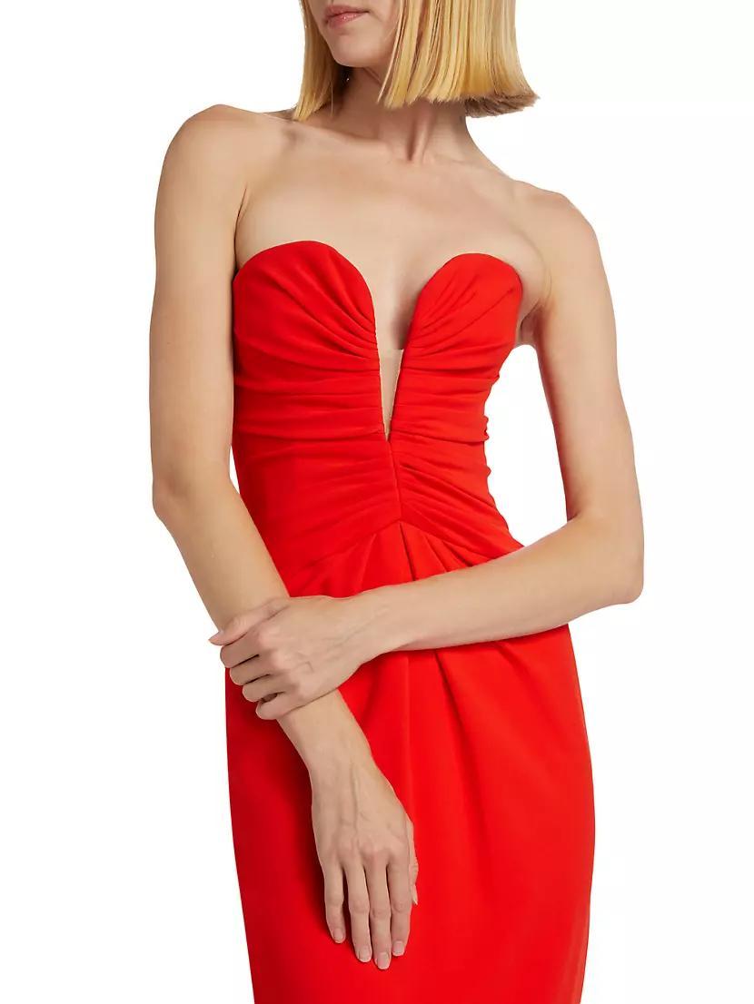 Womens Ruched Strapless Gown Product Image