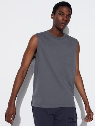 Mens Airism Cotton Sleeveless T-Shirt with Quick-Drying Gray Small UNIQLO US Product Image