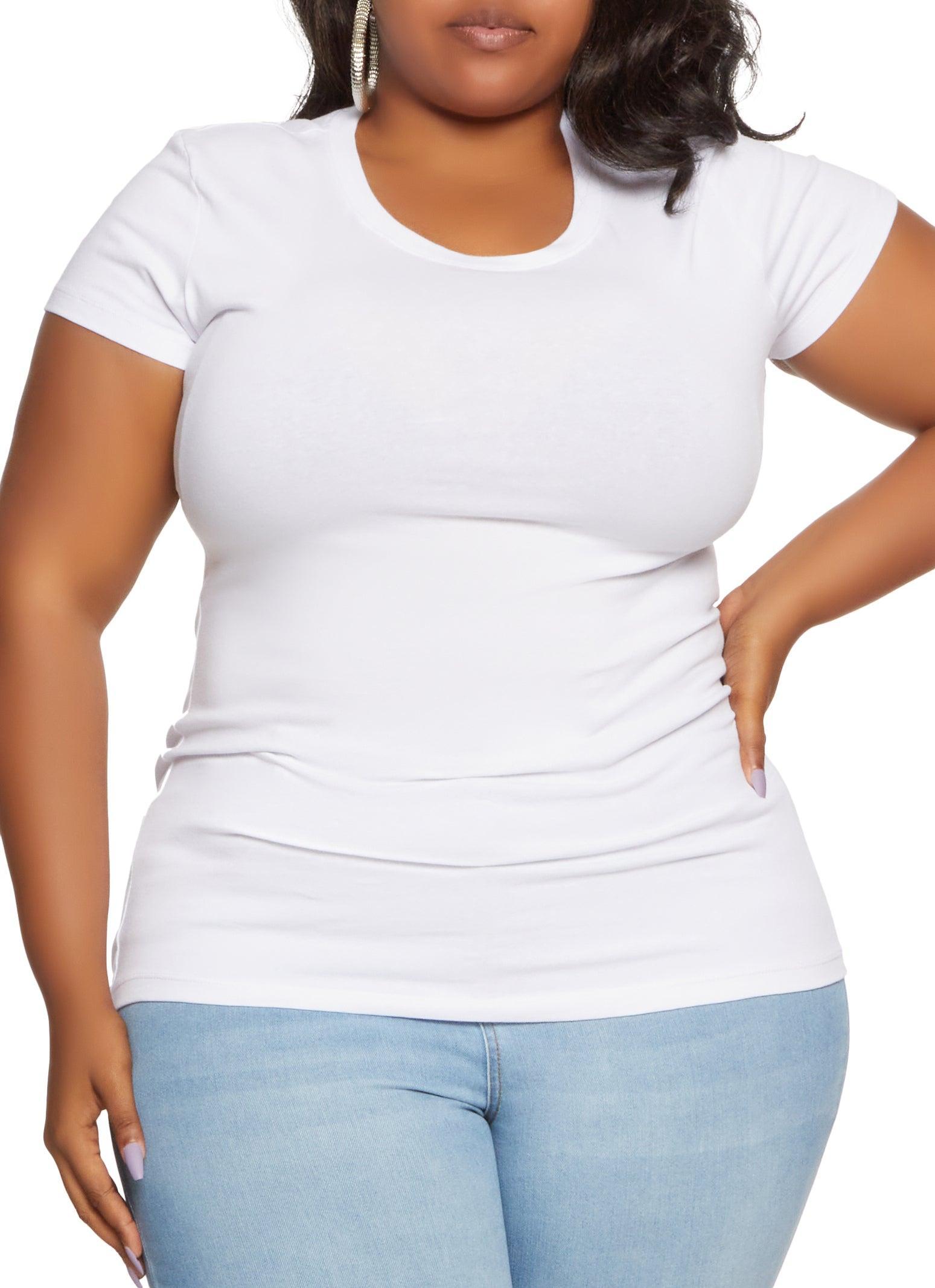 Womens Plus Size Basic Short Sleeve Crew Neck Tee Product Image