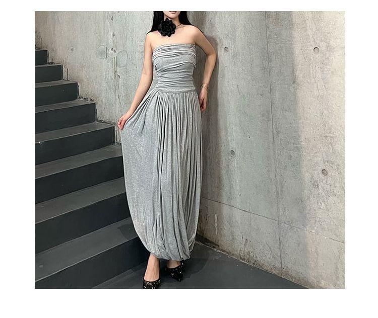 Ruched Maxi A-Line Tube Dress Product Image