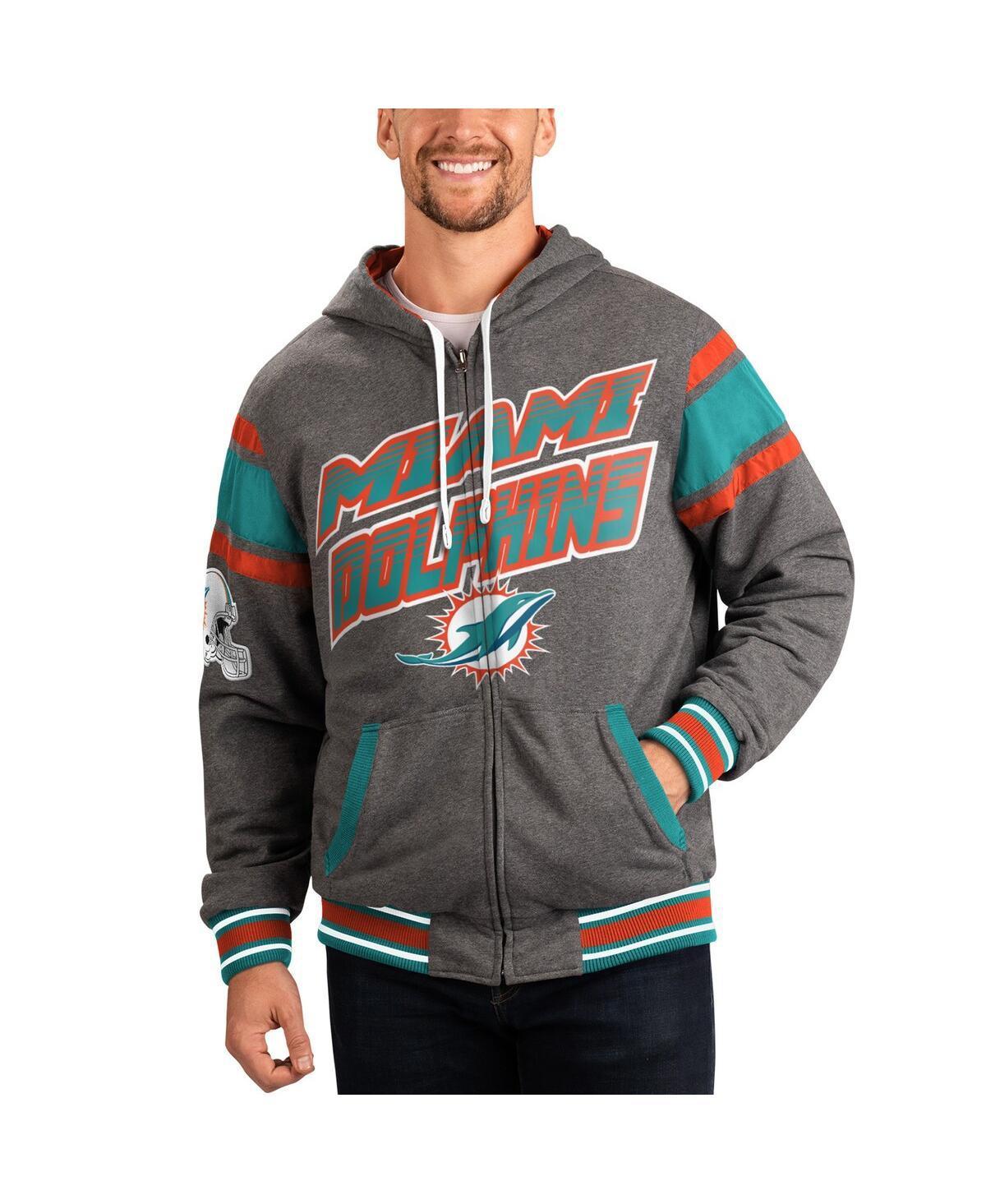 Mens G-iii Sports by Carl Banks Gray Miami Dolphins Extreme Full Back Reversible Hoodie Full-Zip Jacket - Gray Product Image