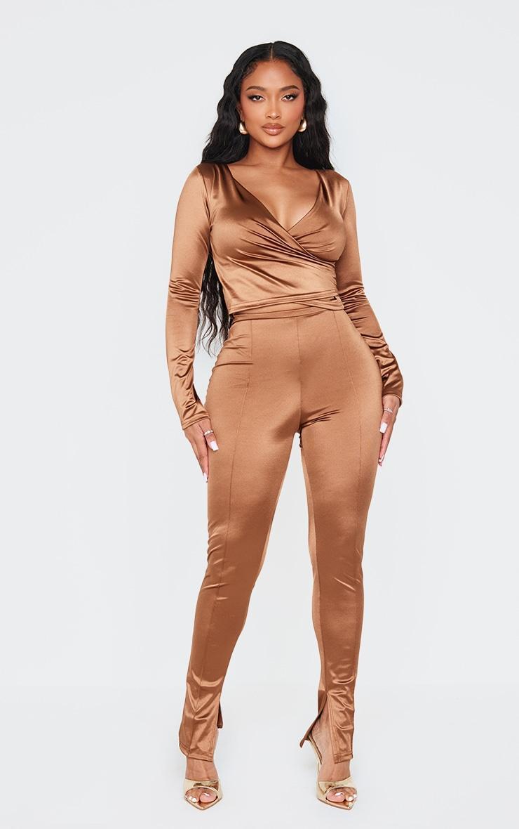 Shape Brown Disco Sculpt Pintuck Leggings Product Image