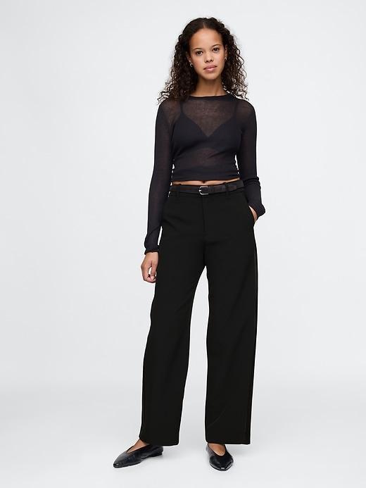 365 Mid Rise Satin-Trim Trousers product image