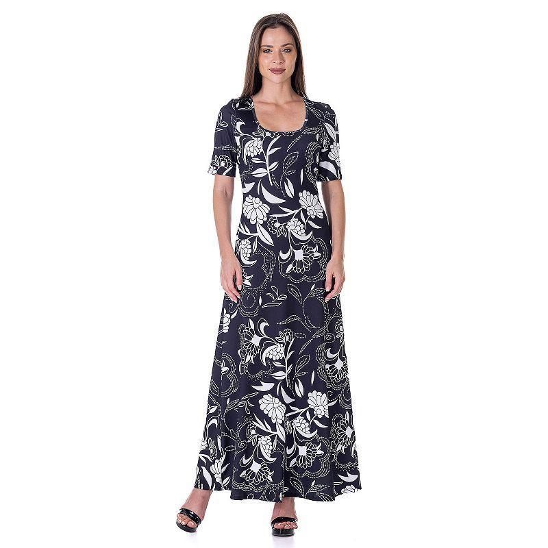 Womens 24Seven Comfort Apparel Elbow Sleeve Casual A Line Maxi Dress Product Image