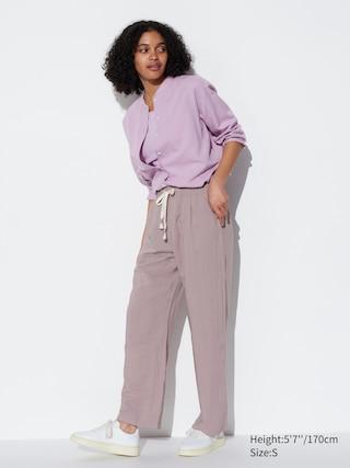 Womens Linen Blend Easy Pants Purple XL UNIQLO US Product Image