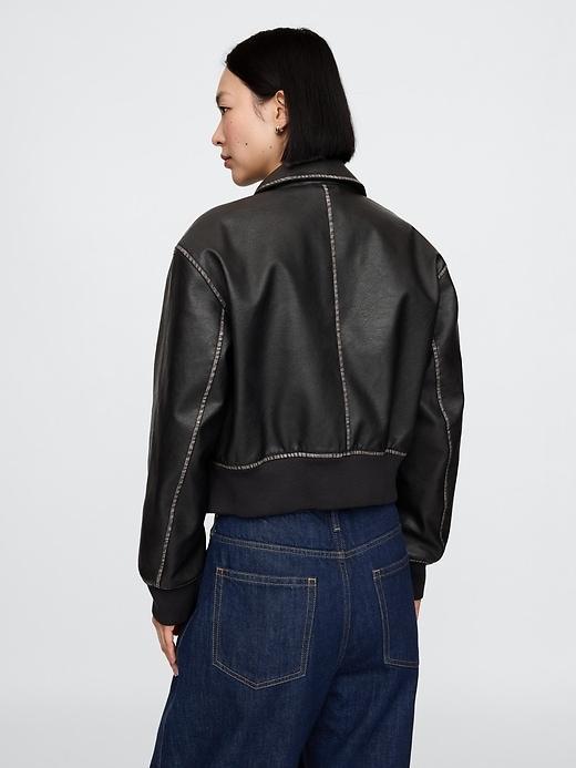 Vegan Leather Bomber Jacket Product Image