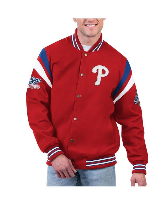 Mens G-iii Sports by Carl Banks Red Philadelphia Phillies Quick Full-Snap Varsity Jacket Product Image