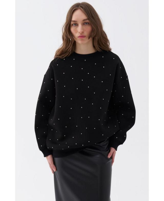 Nocturne Womens Oversized Stone Embellished Sweatshirt Product Image