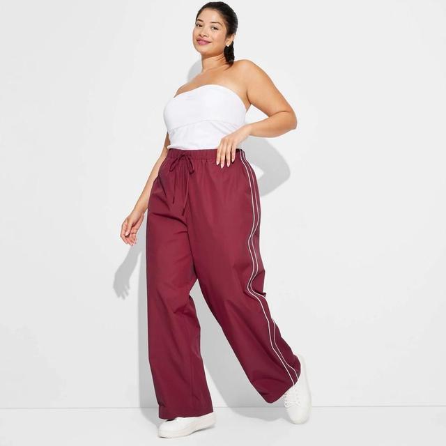 Womens Game Day Mid-Rise Wide Leg Track Pants - Wild Fable Cherry Red 1X Product Image