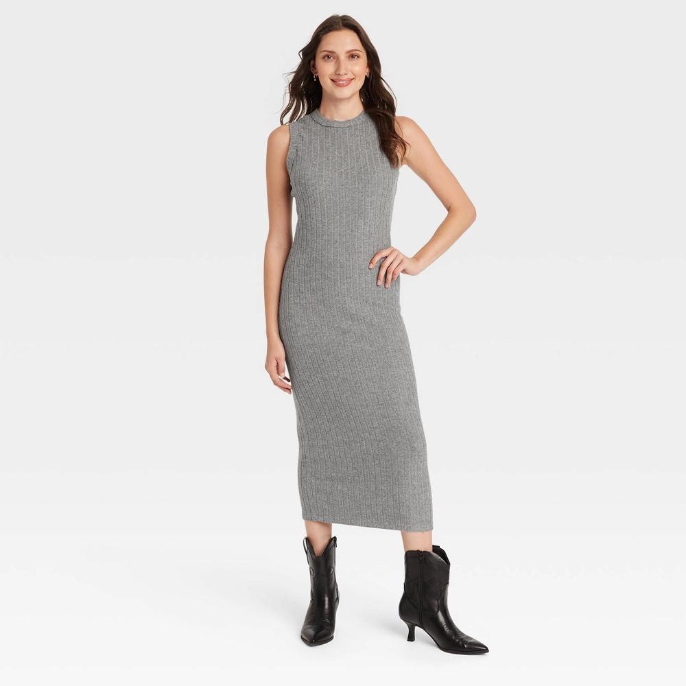 Womens Rib-Knit Midi Bodycon Dress - Universal Thread Heather XS Product Image