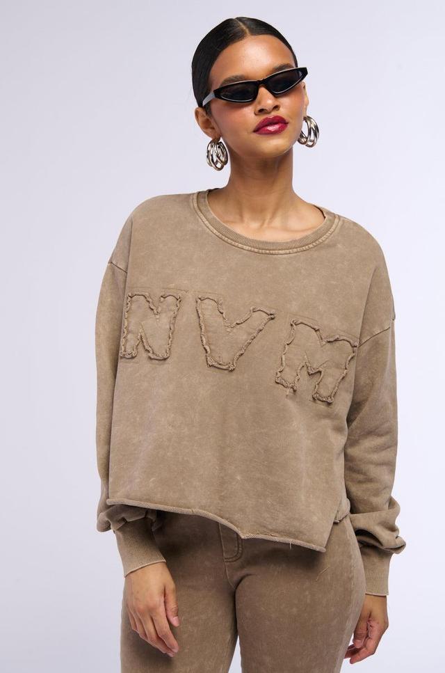 NEVER MIND BABE CROPPED MINERAL WASH SWEATSHIRT Product Image