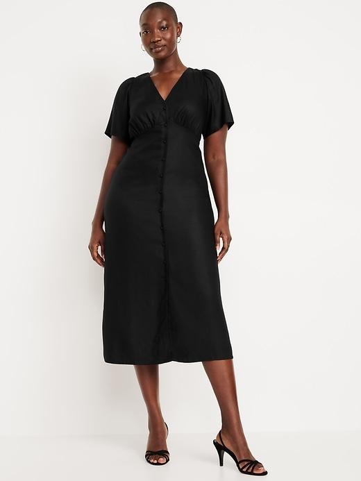 Button-Down Crepe Midi Dress Product Image