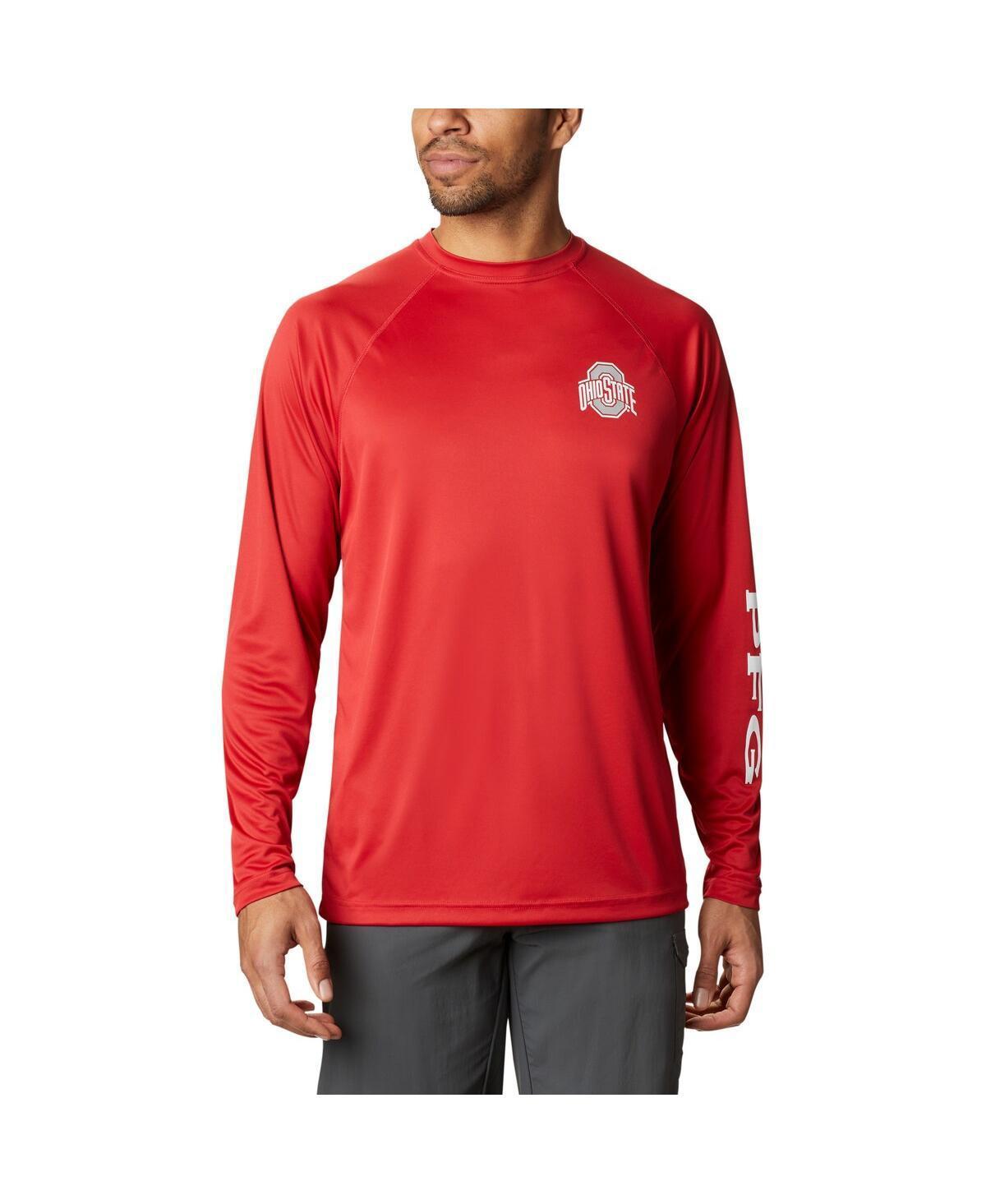 Mens Columbia Scarlet Ohio State Buckeyes Terminal Tackle Omni-Shade Raglan Long Sleeve T-shirt Product Image