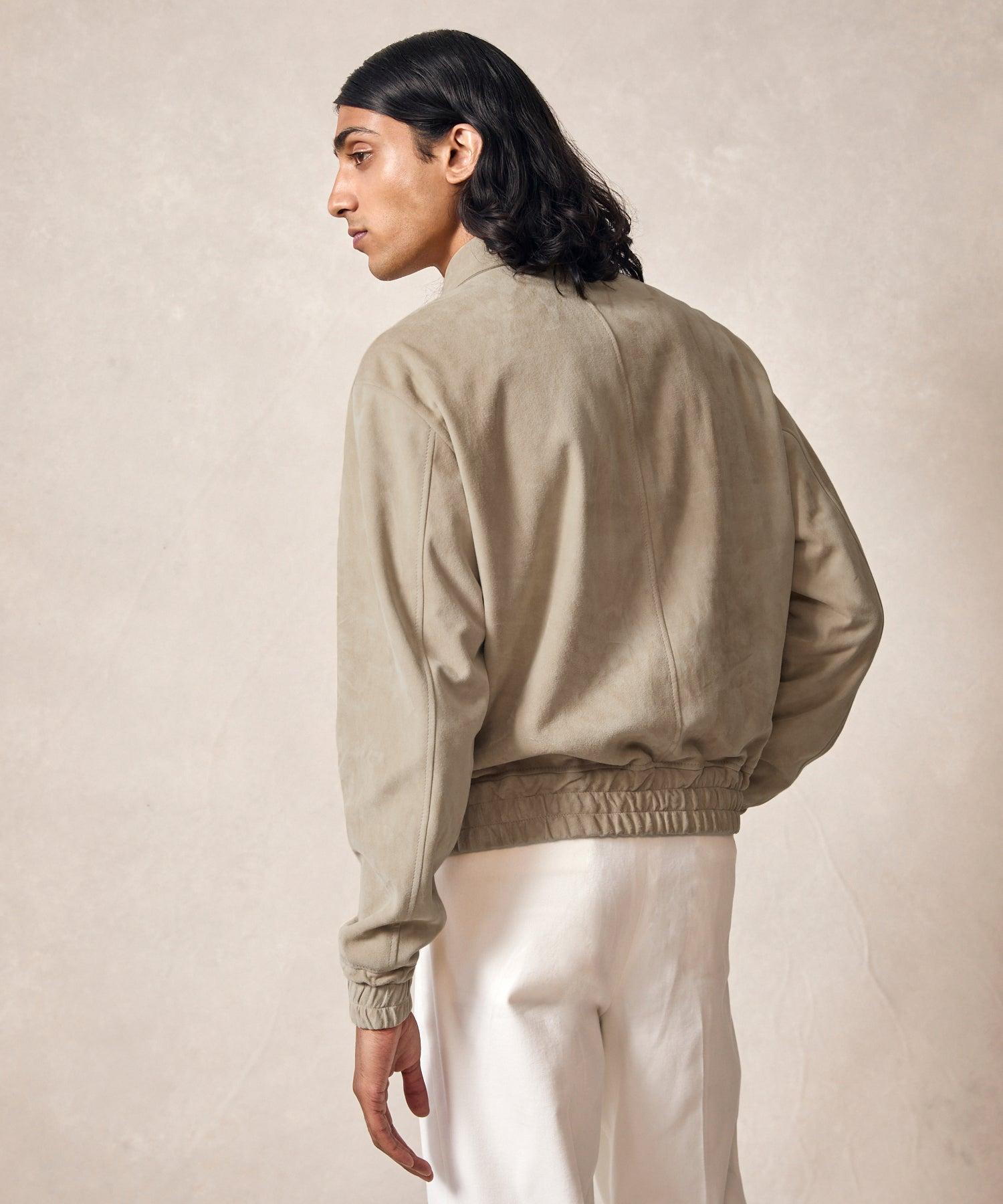 Italian Suede Grant Jacket in Stone Product Image