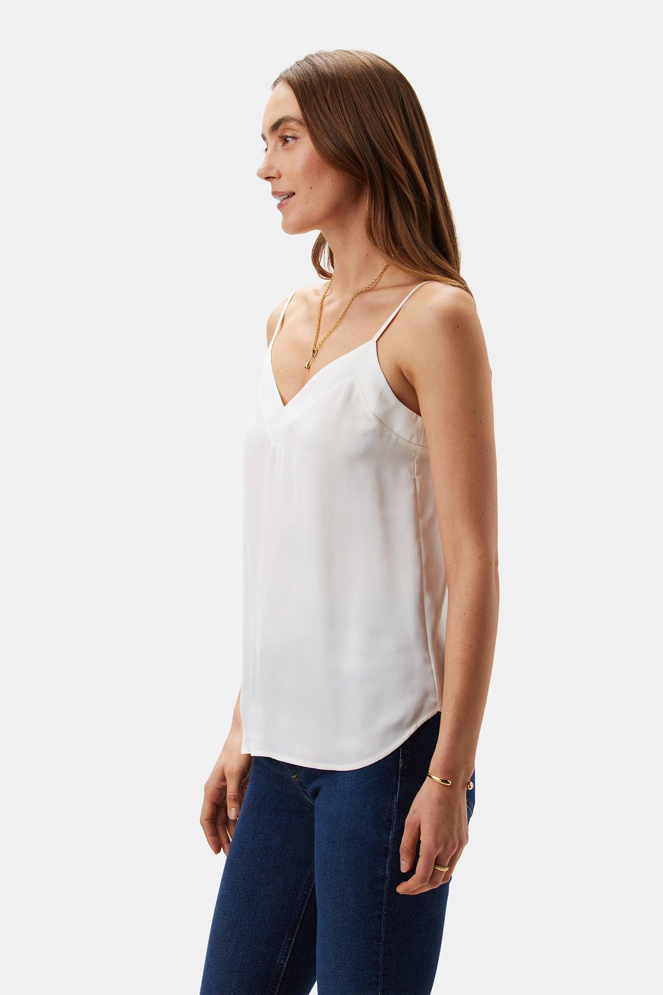 Barlow Recycled Sateen Tank - Ivory Product Image