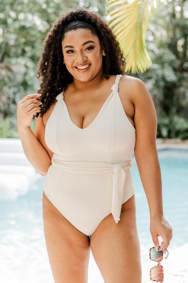 Changing Tides Belted Cream One Piece Swimsuit FINAL SALE Product Image