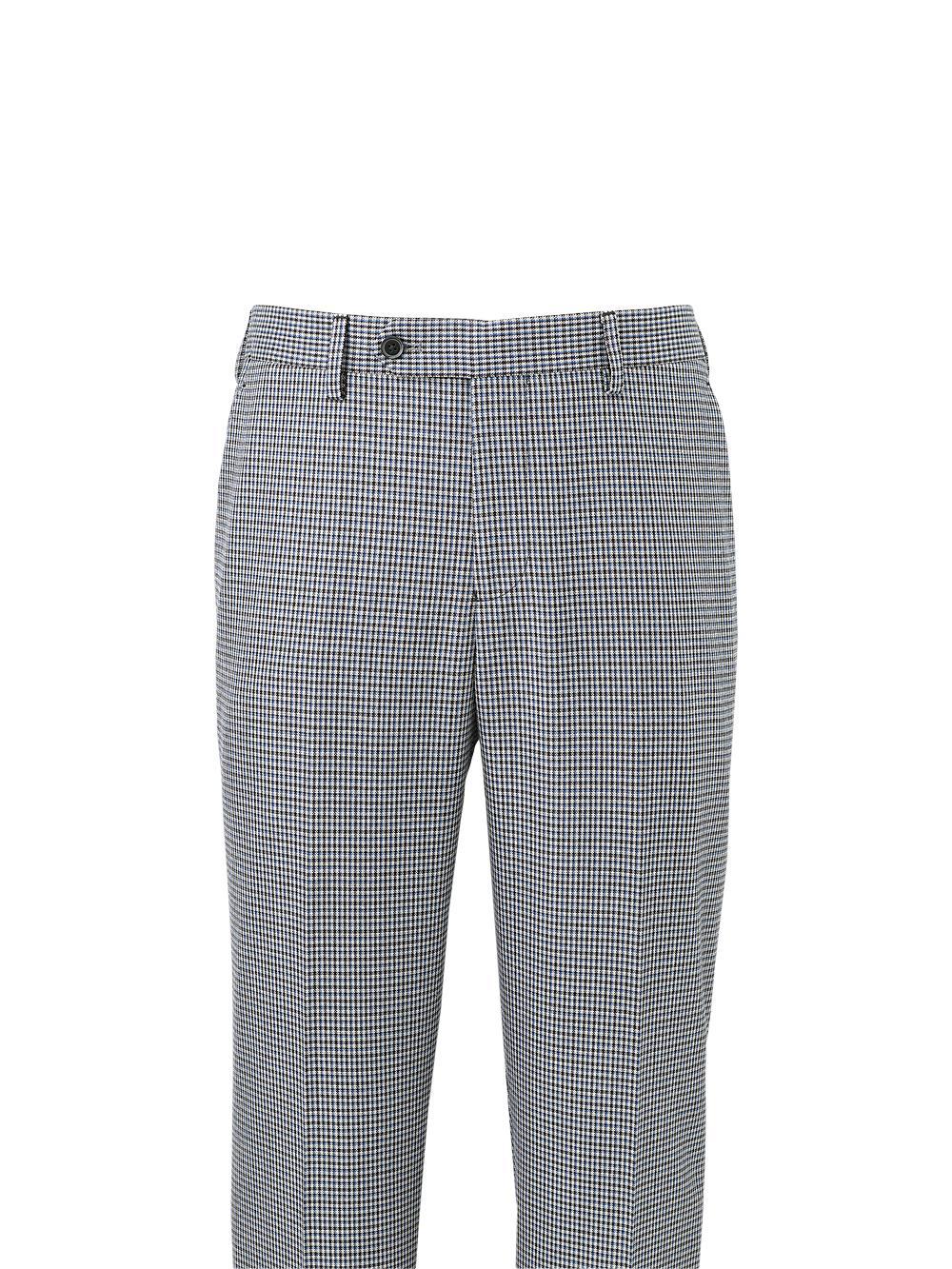 Microfiber Check Flat Front Pants - Blue Product Image