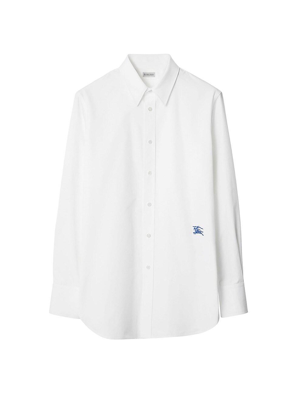 burberry Embroidered Logo Cotton Poplin Button-Up Shirt Product Image