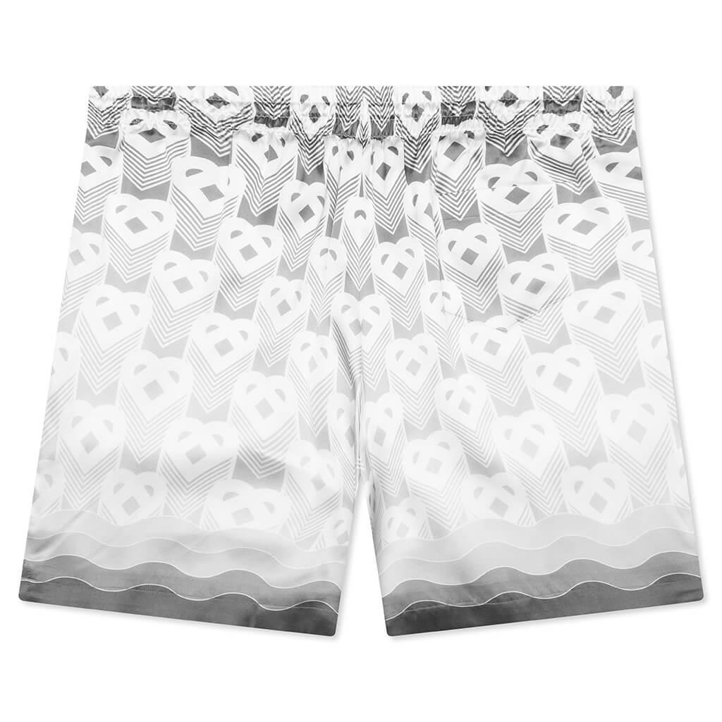 Gradient Heart Monogram Drawstring Shorts - Grey Male Product Image