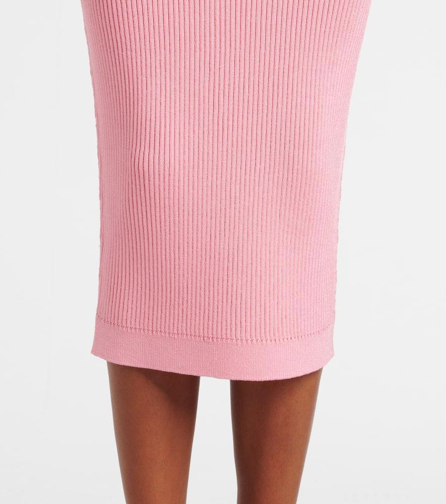 BALMAIN Button Detail Rib Sweater Skirt In Pink Product Image