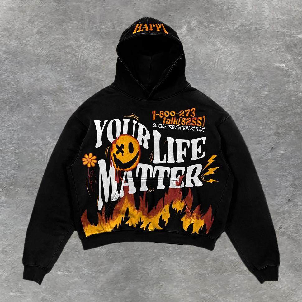 Mental Health Matters Your Life Matters Graphic Oversized Hoodie Product Image