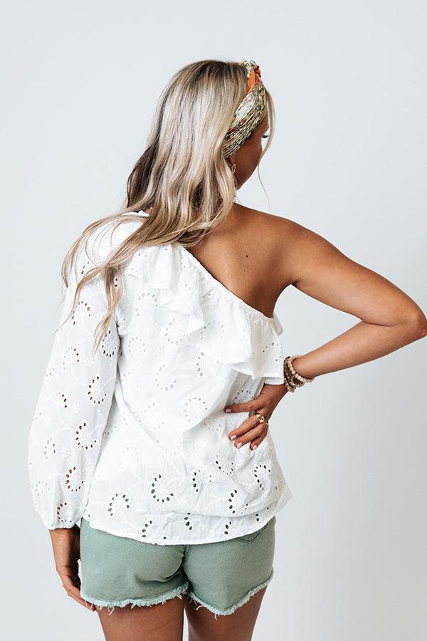 Serving Up Sangria Eyelet Top In White Product Image