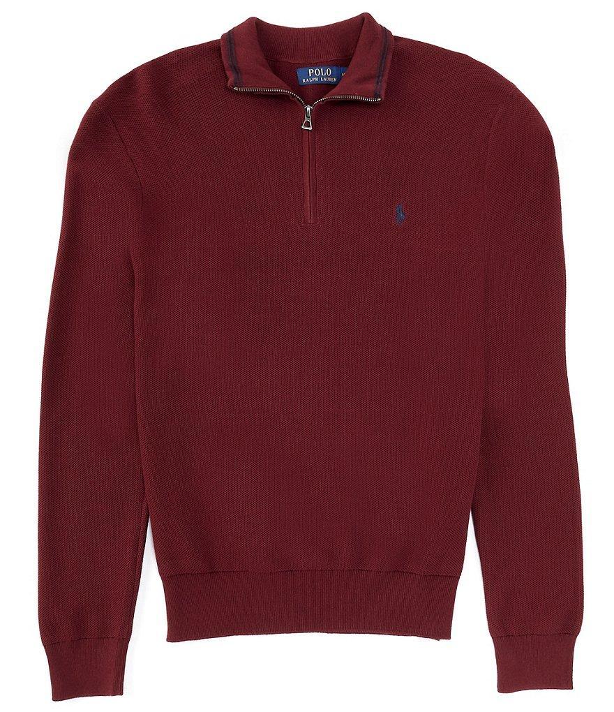 Polo Ralph Lauren Quarter-Zip Mesh-Knit Sweater Product Image