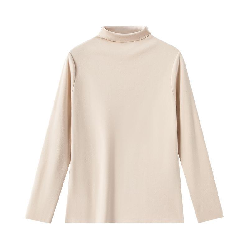 Maternity Long-Sleeve Mock Neck Plain Top Product Image