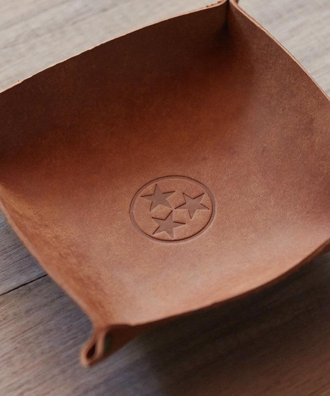 Cognac Leather Catch All Tray Product Image