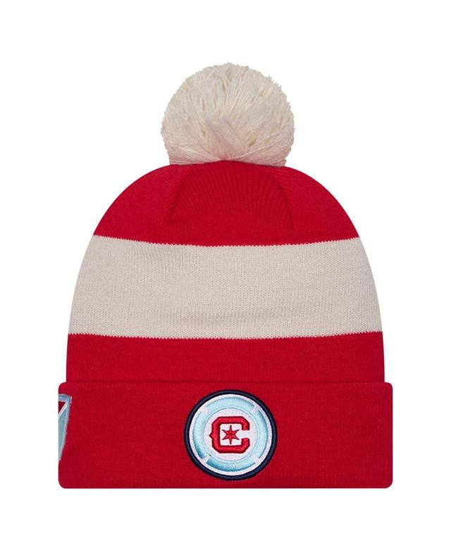 Mens New Era Red Chicago Fire 2024 Kick Off Collection Cuffed Knit Hat with Pom Product Image